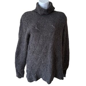 Sundance Gray Knit Turtleneck‎ Sweater Women's Medium Long Sleeve Patterned
